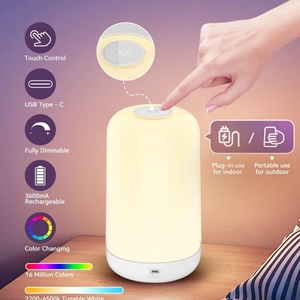 Hot Selling Smart <b>LED</b> RGB Night Light <b>Table</b> Lamp Dimmable Rechargeable Atmosphere Light for Bedroom & Living Room <b>Bedside</b> Use - Product Image 3