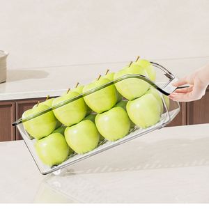 Caja de Almacenamiento Transparente para Refrigerador, de Plástico de Grado Alimenticio, para Huevos, Verduras y Frutas, con Ruedas - Product Image 3