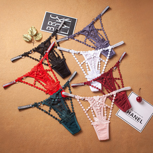 Women Sheer Mesh <b>Thong</b> Panties 3D Floral Embroidery Glitter Strap Cutout Sexy T-back Underwear <b>Ladies</b> Intimate Lingerie OEM ODM - Product Image 1