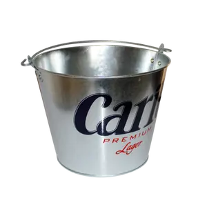 Promotional Factory 5l Round Galvanized Iron Metal Tin Ice Bucket With Custom Logo For 6 Bottles Beer Champagne Beverage Tubs