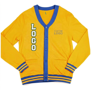 University <b>Men's</b> Varsity <b>Cardigan</b> Sweater-Breathable Double Breasted <b>Thick</b> Wool/Acrylic Knitwear - Product Image 1