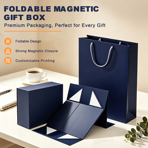 Scatola Regalo Magnetica Pieghevole di Lusso con Logo Personalizzato, Confezione Rigida in Carta per Abbigliamento e Cosmetici - Product Image 1
