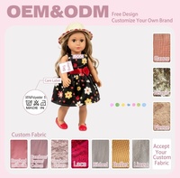 Robe de poupée personnalisée à fleurs d'été de 18 pouces avec chapeau de paille, tenue de poupée en gros OEM