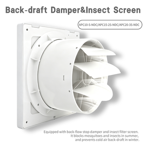 Ventilador de Extracción para Baño NEDFON, 10 Pulgadas, Plástico, Montaje Axial en Pared, Eléctrico, 220V, Blanco, APC10-S-NDC - Product Image 5
