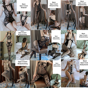 Vente en gros de lingerie sexy pour femmes de haute qualité bas de corps transparent entrejambe ouvert tenues coquines collants érotiques en dentelle Teddy - Product Image 1
