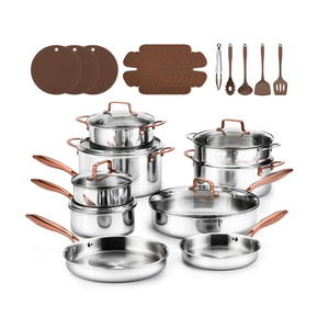 Ensemble de casseroles en acier inoxydable 3 plis de qualité professionnelle, 23 pièces, design américain antiadhésif, compatible four et lave-vaisselle, pour la maison - Product Image 5