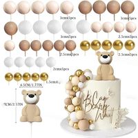 Backzubehör für Kuchendekoration: 41-teiliges süßes Bären-Geburtstagskuchen-Spielzeug-Dekorationsset für Party-Kuchen