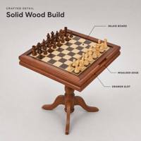 Table de jeu d'échecs et de backgammon en bois pour l'extérieur avec plateau pliable, tiroir de rangement et piédestal pour jardin, adultes