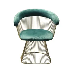 Großhandel Metall-Esszimmerstühle Warren <span class=keywords><strong>Platner</strong></span> Bürostühle Gelegenheitsstühle Samtgrüner Sessel Kaffeestuhl - Product Image 2