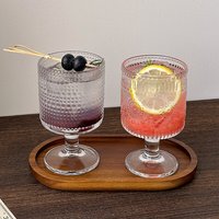 Gobelet en verre gaufré vintage à motifs variés, avec pied, pour jus, cocktails, desserts, pour la maison, les restaurants, les mariages, la vaisselle de table