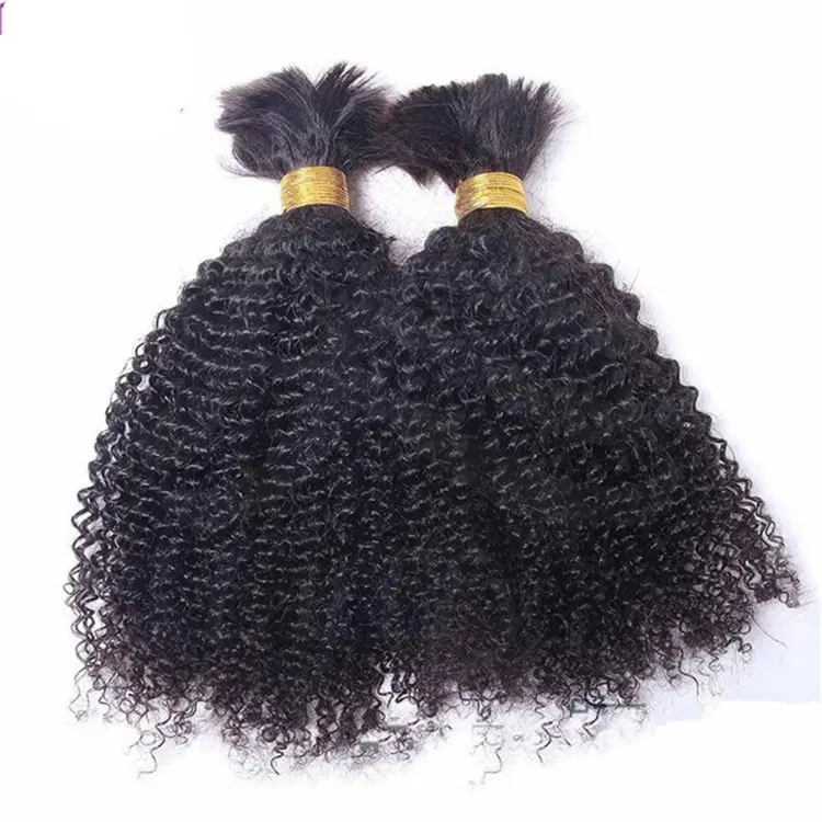 Extensão de cabelo natural afro, vendedor de cabelo natural encaracolado brasileiro sem trama remy