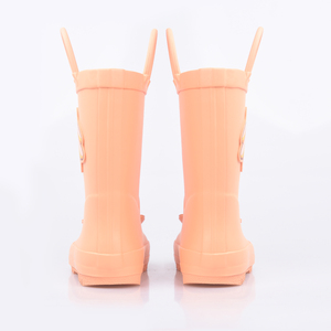 Bottes de pluie en caoutchouc pour enfants orange avec un motif représentant des petits singes et des bananes - Product Image 4