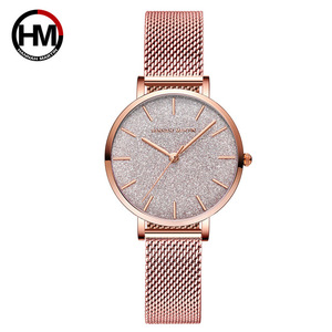 HANNAH MARTIN1323 Magnifique Montre à Quartz pour Femme ODM, Bracelet en Acier Maillé, Résistante à l'Eau, Simple et Tendance, Fournisseur - Product Image 3