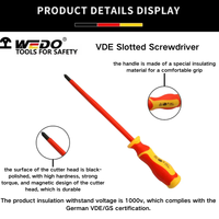 Tournevis plat à tête fendue WEDO TOOLS VDE de qualité industrielle avec manche en plastique 8 pouces, personnalisable OEM, outil de réparation électrique