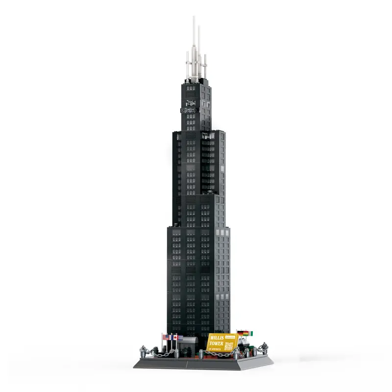 WANGE 5228 city Street view famous Architecture Willis Tower Chicago Building Blocks bricks Construction toys