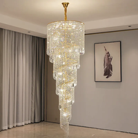 Lustre en cristal moderne de luxe K9 finition dorée lumière blanche chaude télécommande à intensité variable pour accrocher la maison hôtels restaurants