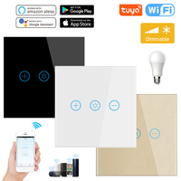 Interruptor inteligente WiFi Tuya con panel táctil de vidrio estándar europeo, temporizador remoto por aplicación para interruptores de pared