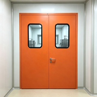 Porte hermétique battante double à double battant en acier galvanisé thermolaqué GMP, sur mesure pour projet de salle blanche de laboratoire