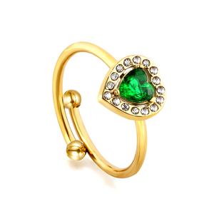 Anillos de Circonio Verde Ajustables, Chapados en Oro de 18K, Personalizados e Impermeables, Anillos de Diamantes de Acero Inoxidable Resistentes al Deslustre - Product Image 4