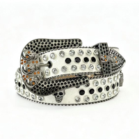 Ceinture avec boucle en alliage, motif crâne, style punk Y2K, article transfrontalier européen et américain le plus vendu, incrusté de diamants.