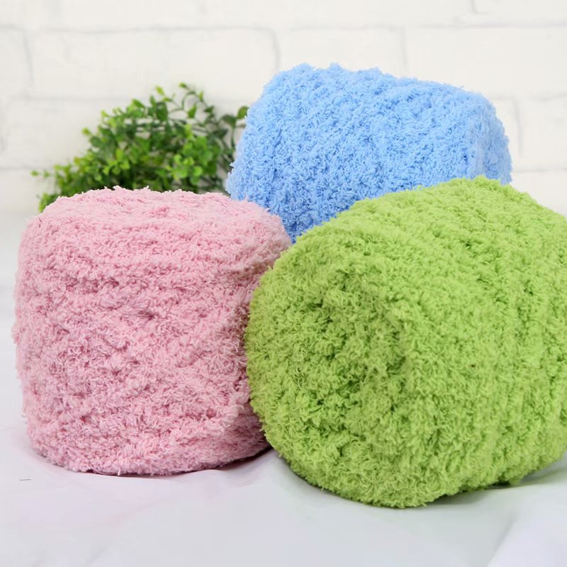 Оптовая продажа, Коралловая пушистая пряжа, полотенце для шарфа, Детская вязаная пушистая пряжа, плотная Синель-пряжа