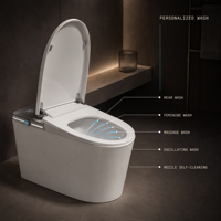 WC intelligent à chasse d'eau à sec, WC électrique portable avec télécommande, chasse d'eau par aspiration et design compact pour salle de bain