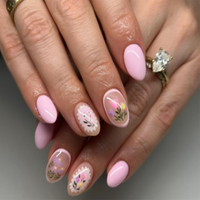 Uñas postizas reutilizables con diseño de flores en relieve 3D y estampado de leopardo en blanco perla brillante para niñas
