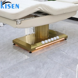 KISEN Hot Selling Beauty Salon Eyelash <b>Bed</b> with Foot Control 3 Motor Beauty Massage <b>Bed</b> with <b>LED</b> <b>Light</b> Beauty Facial Spa <b>Bed</b> - Product Image 5
