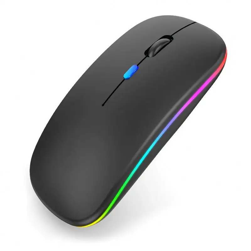 Лидер продаж, ультратонкая Бесшумная Беспроводная мини-мышь со светодиодными цветными лампочками, 2,4 ГГц, перезаряжаемая светодиодная цветная подсветка, компьютерная мышь