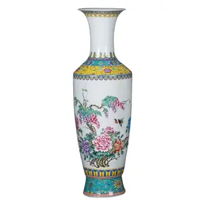 2M Jingdezhen ceramic porcelain green carp large white floor peony handmade big flower vases decor