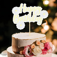 Hiasan Kue Ulang Tahun Bunga Daisy, Perlengkapan Pesta Ulang Tahun Krisan Musim Panas, Hiasan Kue Bunga Daisy Putih
