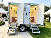 Remorque WC Mobile de Luxe à 2 Postes, en Aluminium Blanc, Design Moderne, Écologique, Garantie 1 An