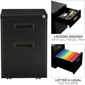 Archivador metálico Alera de dos cajones en negro, 14 7/8 ancho x 19 1/8 profundo x 21 5/8 alto - Elegante archivador - Product Image 2