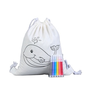 Sac fourre-tout en coton à peindre soi-même pour enfants avec feutres – Offre spéciale - Product Image 1
