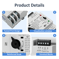 EWeLink WiFi Smart ATS 2P 63A/100A 230V Saklar Transfer Otomatis Daya Ganda dengan Timer