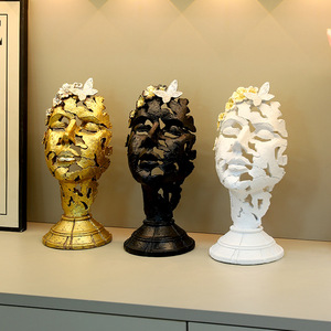 Mystic Arts European Style Hollow Face Sculpture Resin Gold Black Decor Home Desktop Ornament Art <b>Craft</b> Gift - Product Image 2