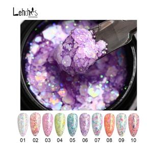 Lehchis-esmalte para uñas de Gel UV, bote hexagonal colorido de 15ml con copos de purpurina reflectante para <span class=keywords><strong>verano</strong></span>, <span class=keywords><strong>2022</strong></span> colores - Product Image 3
