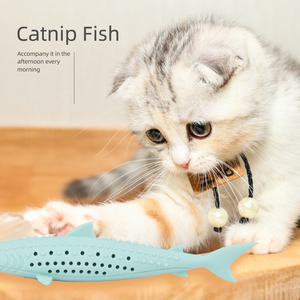 Juguete de hierba gatera de silicona para gatos, dientes molares para pescado, limpieza interactiva, cepillo de dientes, pescado - Product Image 4