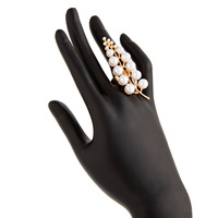 Nouvelle bague fleurie ajourée au design exagéré et tendance, texture métallique luxueuse, perle florale, bague ouverte pour cadeaux féminins