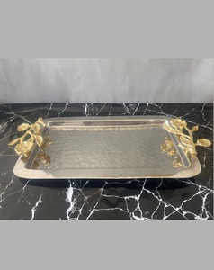 Plateau de service en aluminium de qualité supérieure pour servir gâteaux, desserts, pâtisseries et boissons festives - Product Image 5