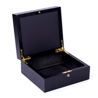 Coffret cadeau de luxe en bois noir fait à la main avec logo personnalisé pour bijoux, montres et verres à vin, imprimé au laser