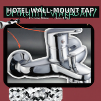 Robinet de douche mural pour baignoire, en alliage de zinc chromé, triple fonction, eau chaude et froide, avec cartouche céramique, 1 poignée, 2 trous