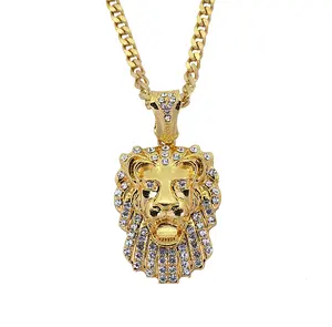 Factory direct Hip hop accessories male lion head detroit lions pendant diamond necklace