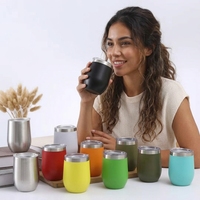 Mug à café en acier inoxydable 304 à double paroi de 12 oz avec logo personnalisé, gobelet à vin sans pied et dégustateur de thé, mug thermique de 12 oz