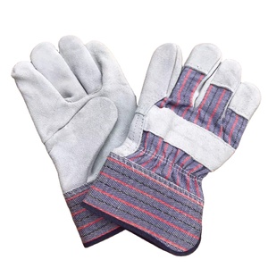 Guantes cortos de piel de vaca de longitud completa azul negro rojo tela manga de goma soldador eléctrico aislamiento térmico guante de protección laboral