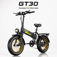 Vélo électrique pliable à pneus larges GT30 48V 15Ah pour adultes, 20 pouces, 45 km/h, haute vitesse, tout-terrain, déverrouillage NFC, double suspension, 500W