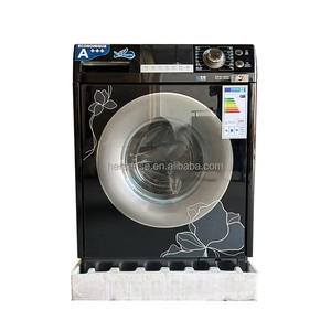 Lavadora de Carga Frontal Negra y Roja de 10 kg, 220 V, 50 Hz, Motor Potente con Centrifugado, Clase A, Lavado Rápido, Uso Doméstico, Automática - Product Image 1