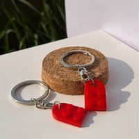 Porte-clés Cœur d'Amour, Lot de 2 Pièces, Blocs de Construction en Briques Acryliques, Puzzle DIY pour Couples, Anniversaires de Petit Ami et Petite Amie