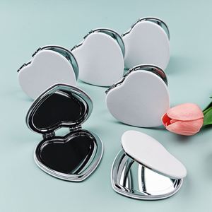 PU Leather Mini Mirror High-Definition Double-Sided Folding <b>Makeup</b> <b>Tool</b> Available in White Pink Black in Multiple Sizes - Product Image 2