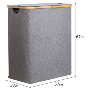 Collapsible Laundry <b>Basket</b> Rectangle Gray Foldable <b>Storage</b> For <b>Bathroom</b> Clothing Daily Necessities - Product Image 4